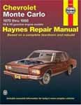 Chevrolet Monte Carlo Used Cars for Sale. Chevrolet Monte Carlo Parts, Service Shop Repair Manuals. Chevrolet Monte Carlo for all years.  Engines, Transmissions and more.