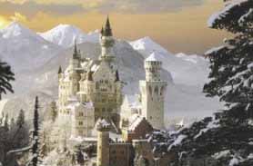 Beautiful Neuschwanstein Fantasy Castle.  See actual moving Lake and Snowstorm around the Medieval Castle and Knight in Chainmail.  Information, books, DVD's and more on Neuschwanstein Castle and others.